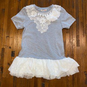 MaeLiRose Crochet Tunic Gray